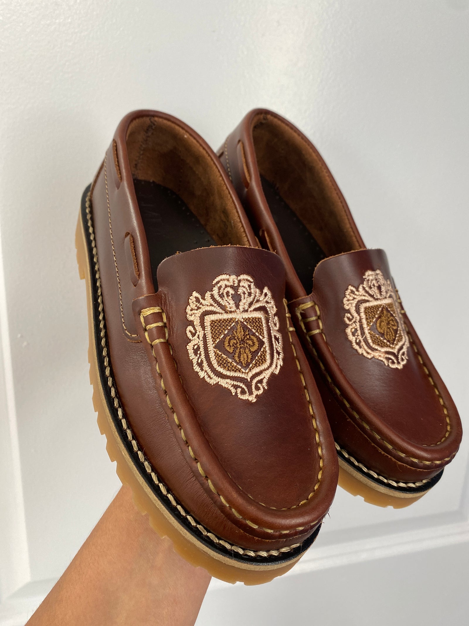 LMDI Brown Embroidered Chunky Loafer-Tassel Children Shoes