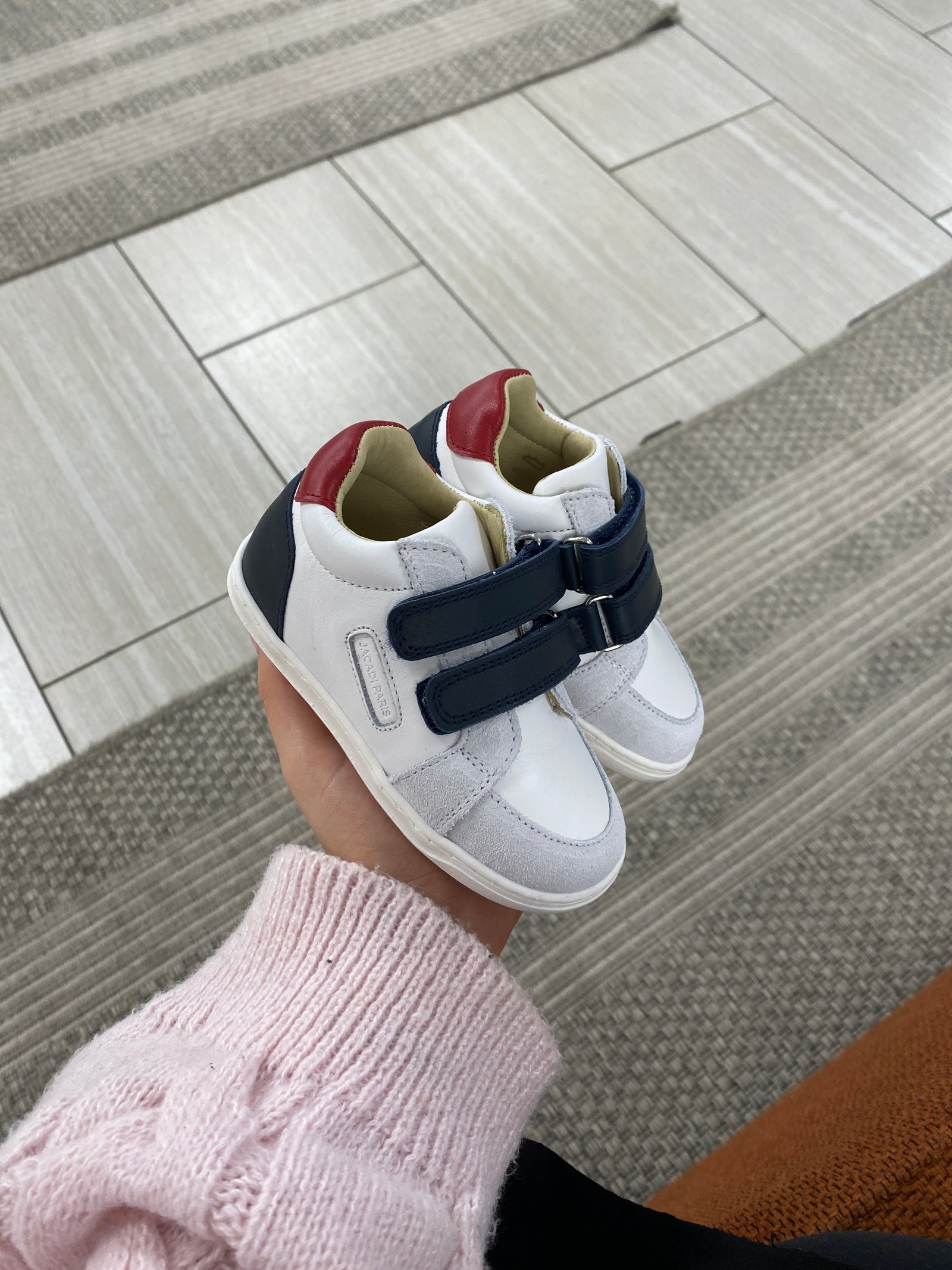 Jacadi White and Blue Velcro Baby Sneaker-Tassel Children Shoes
