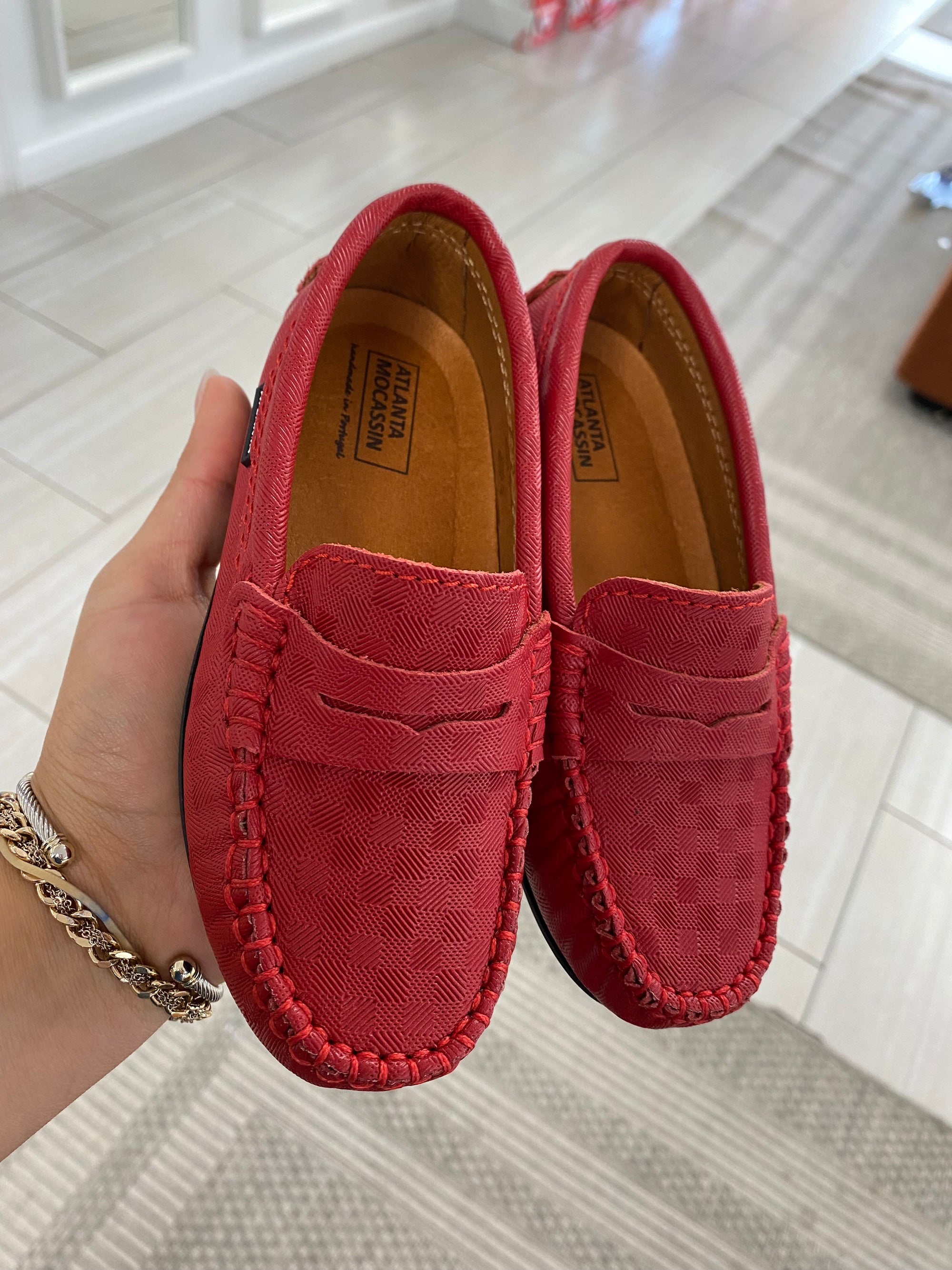 Atlanta Mocassin Red Plaid Penny Loafer