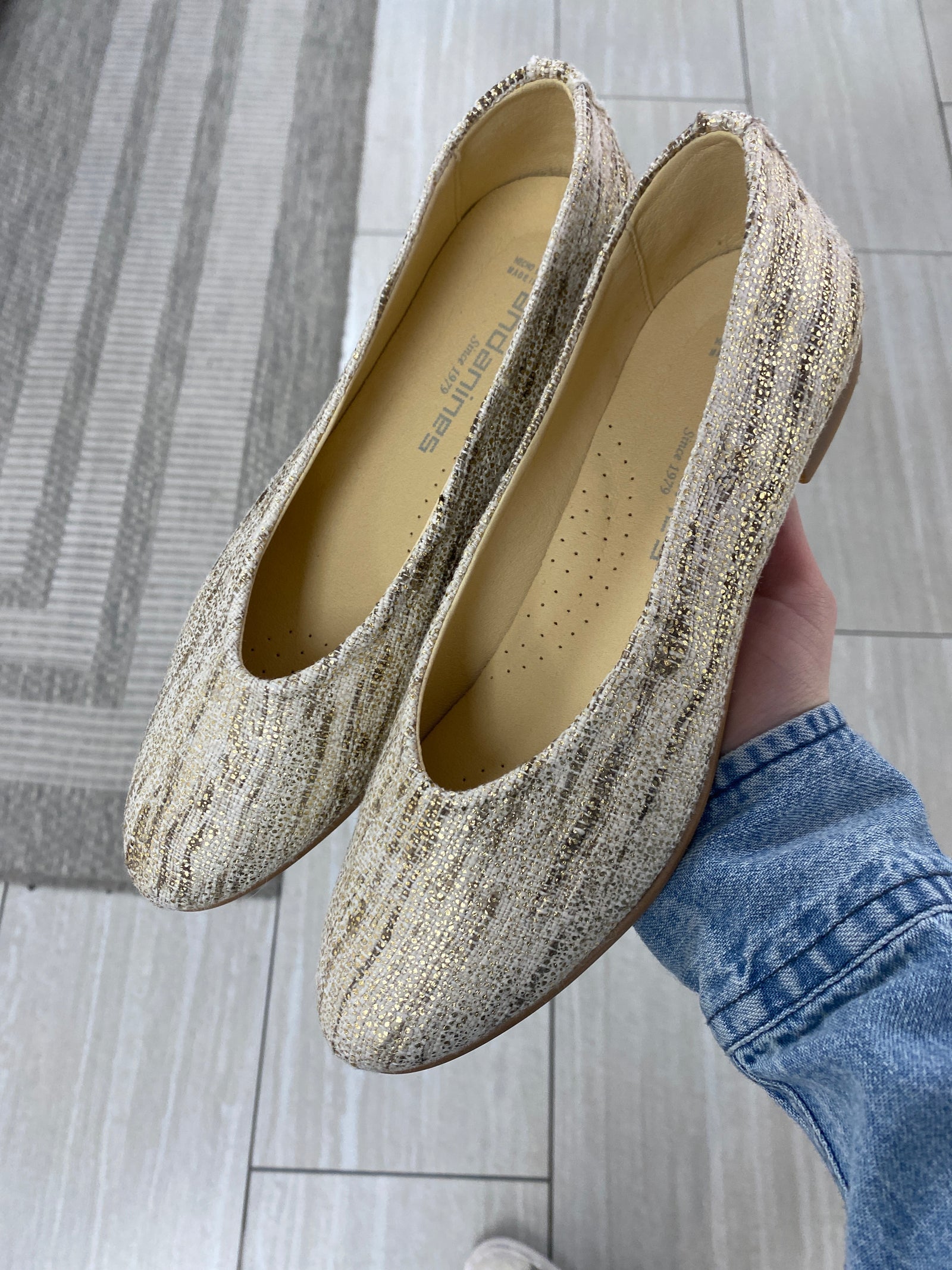 Andanines Platino Linen V Flat-Tassel Children Shoes