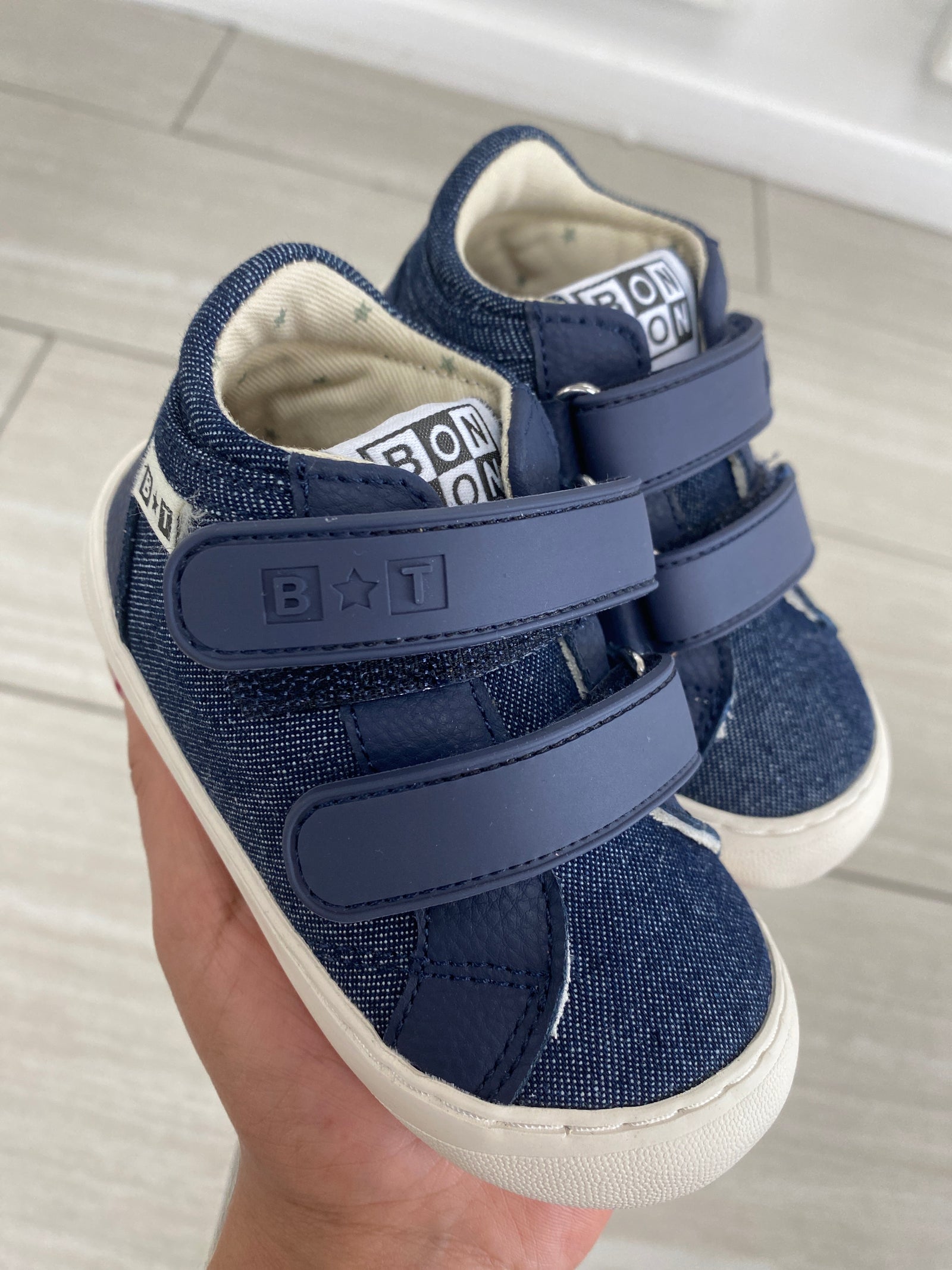 Bonton Navy Velcro Baby Sneaker-Tassel Children Shoes