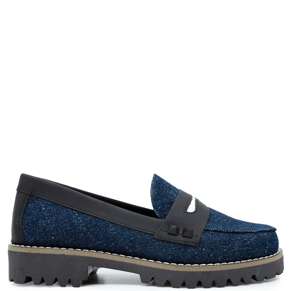 Blublonc Denim Stud Chunky Penny Loafer-Tassel Children Shoes