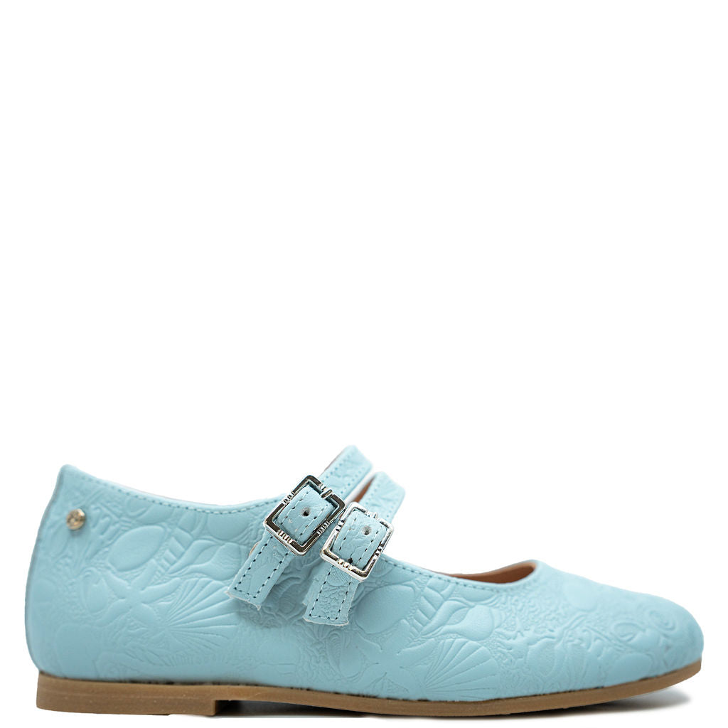 Manuela Sky Blue Double Strap Mary Jane Tassel Children Shoes