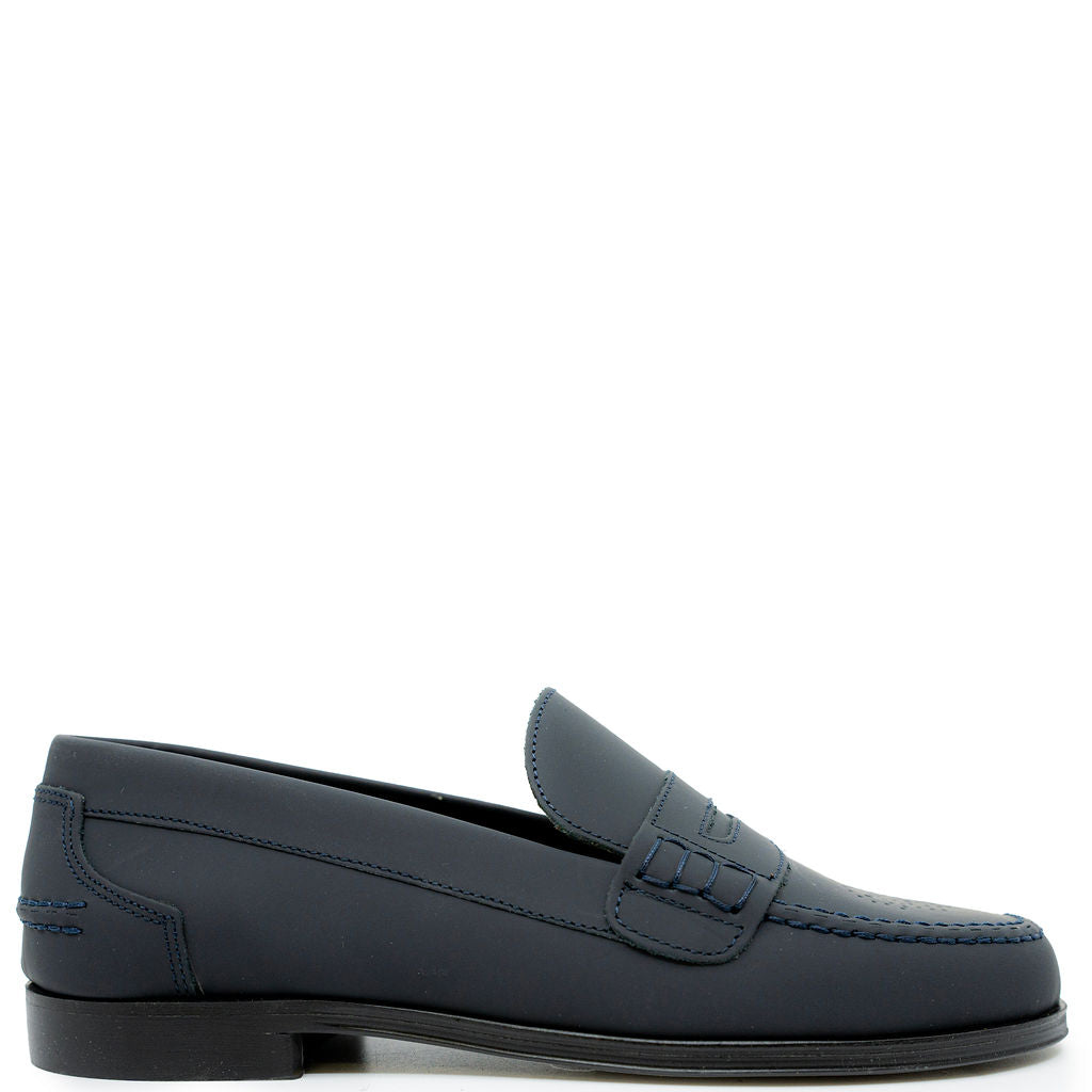 Blublonc Navy Rubber Perf Penny Loafer-Tassel Children Shoes