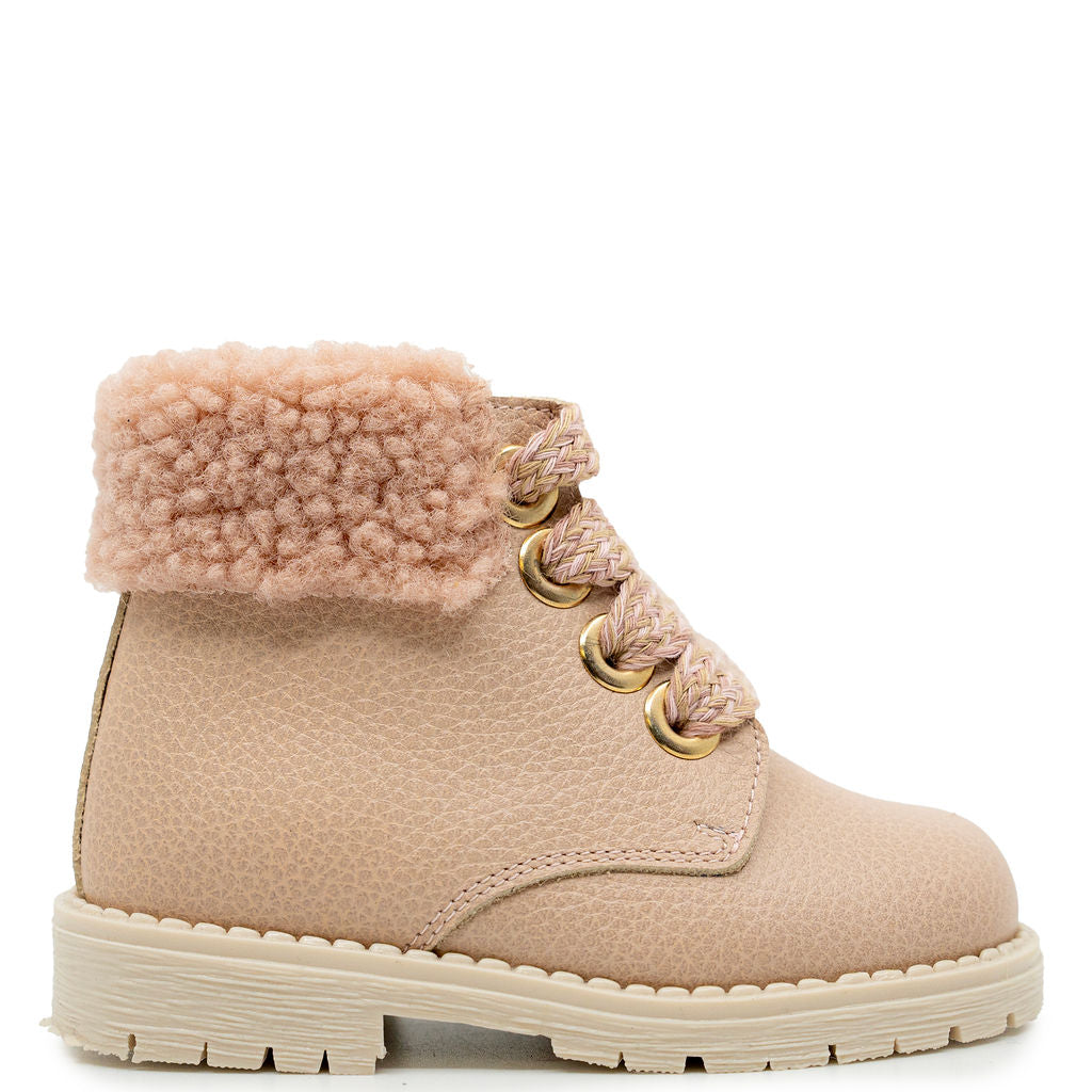 Andanines Pink Shearling Baby Boot-Tassel Children Shoes