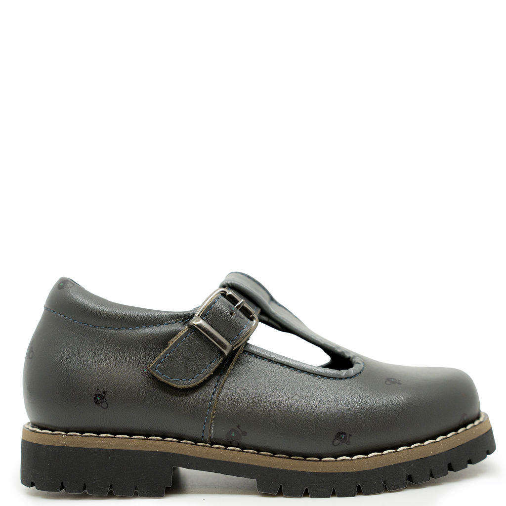 Blublonc Lock and Key Chunky T Strap Loafer-Tassel Children Shoes