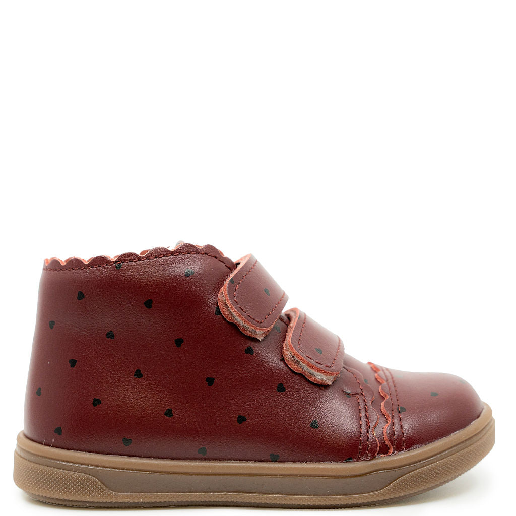 Emel Burgundy Heart Baby Sneaker-Tassel Children Shoes