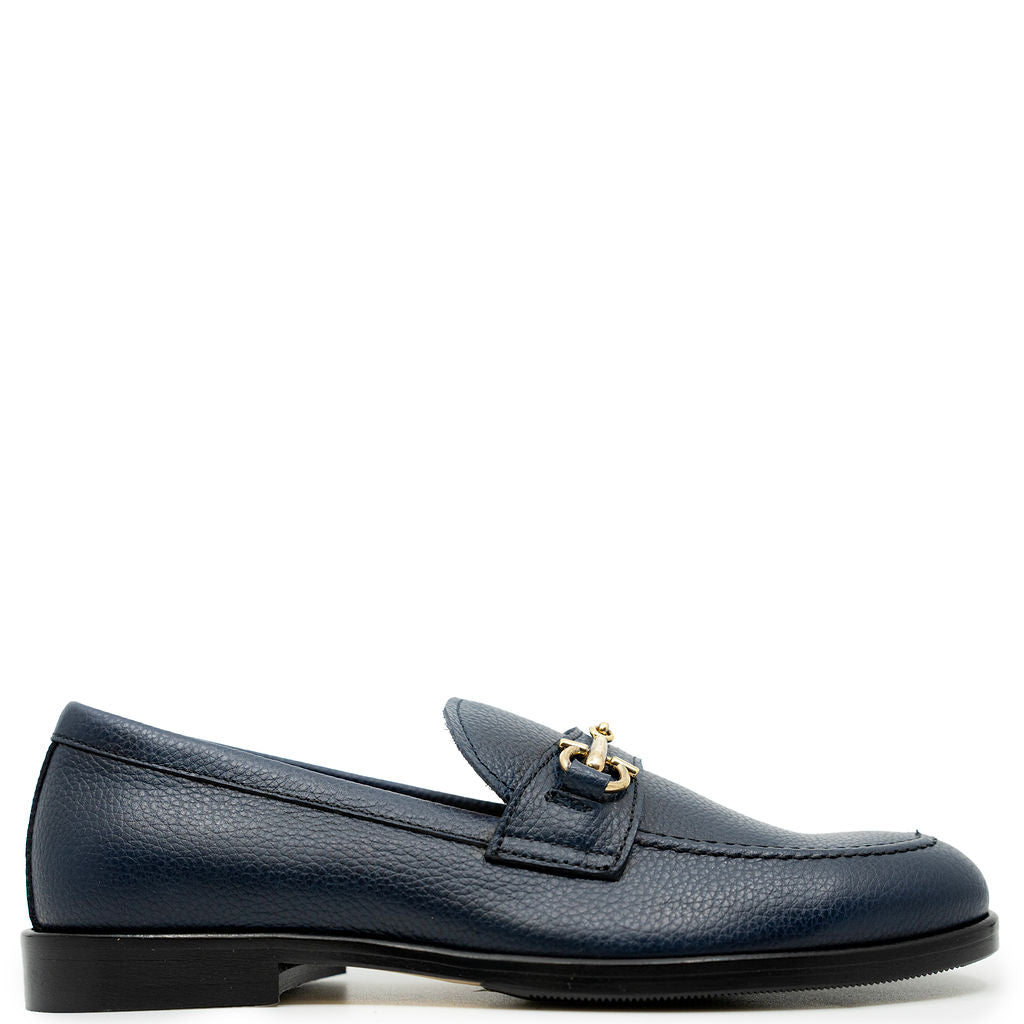 Rondinella Dark Navy Pebbled Buckle Dress Shoe-Tassel Children Shoes