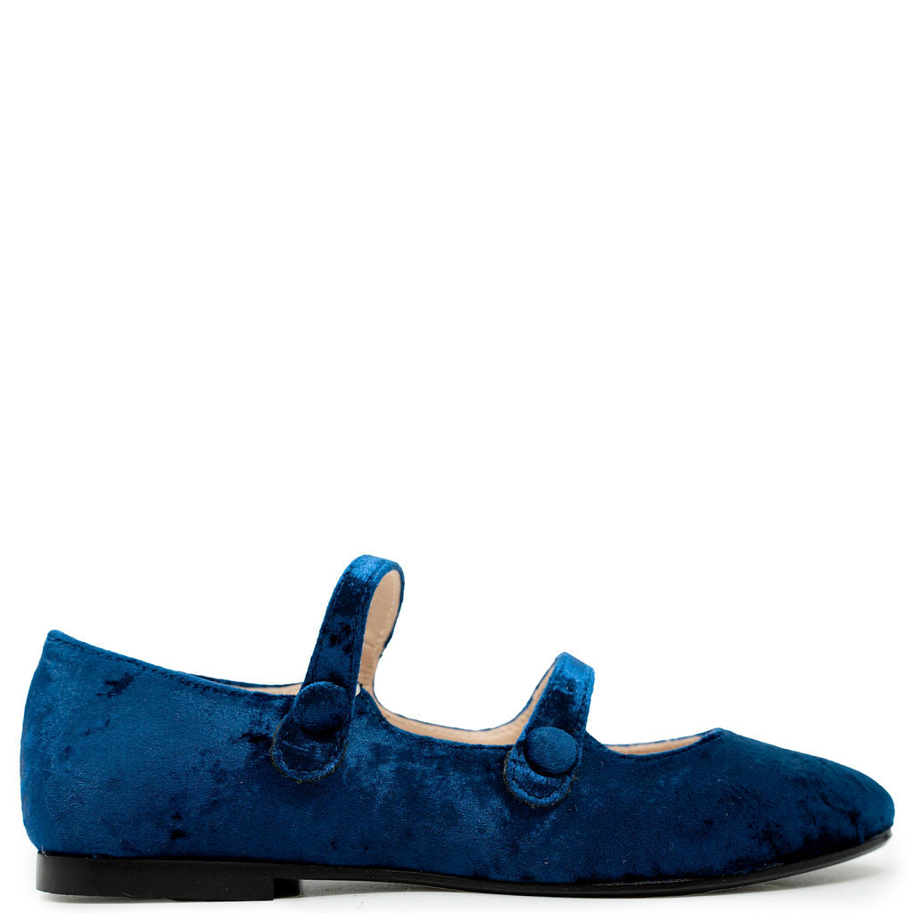 Beberlis Navy Velvet Double Strap Mary Jane-Tassel Children Shoes