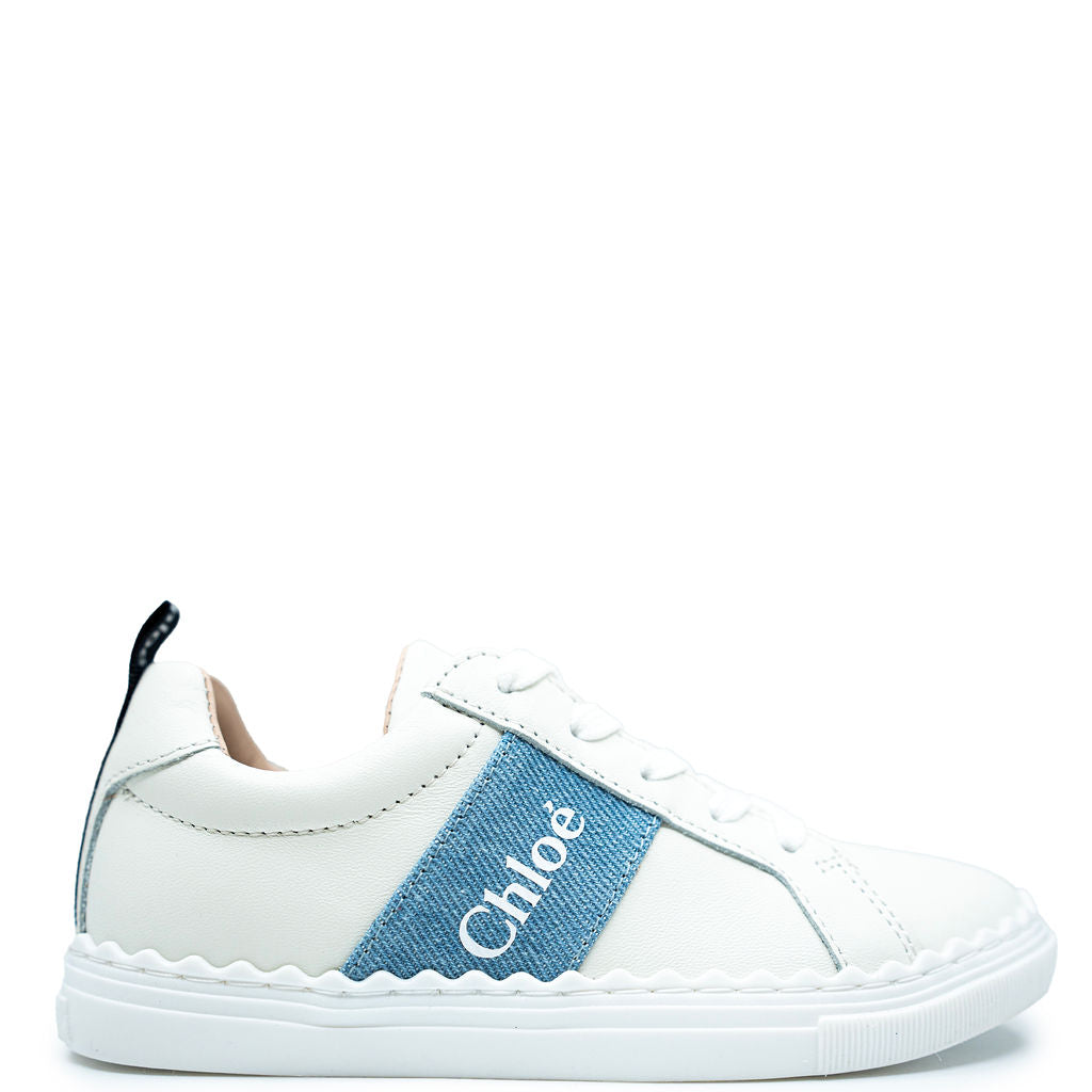 Chloe Off White Scalloped Sneaker-Tassel Children Shoes
