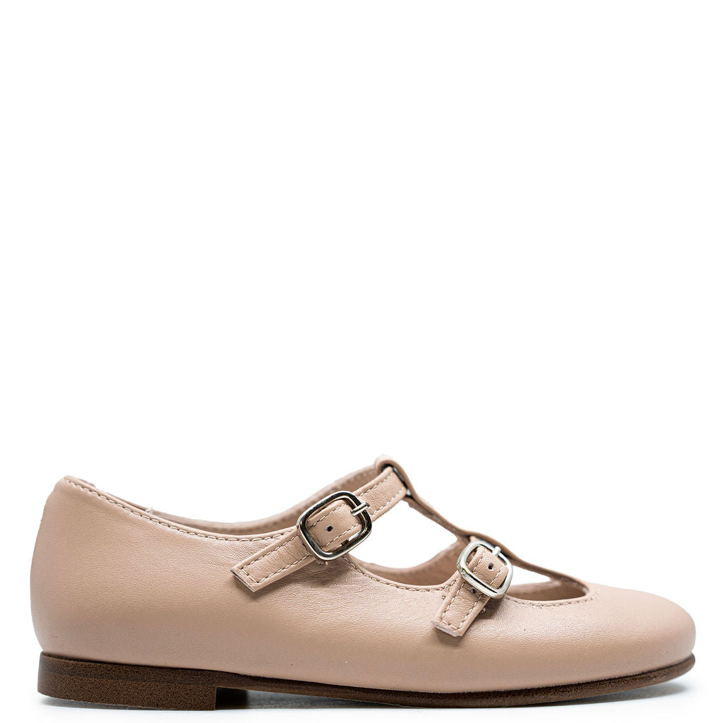 Beberlis Nude Double Strap Mary Jane-Tassel Children Shoes