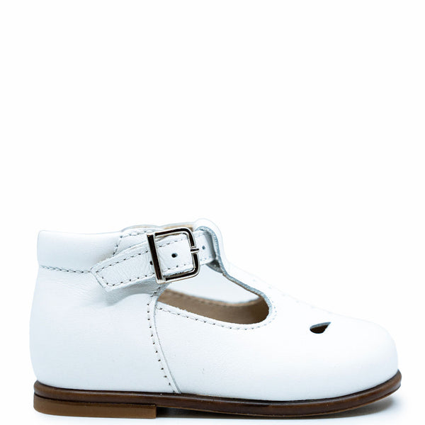 Beberlis White Perforated T Strap Baby Shoe - Tassel Children Shoes