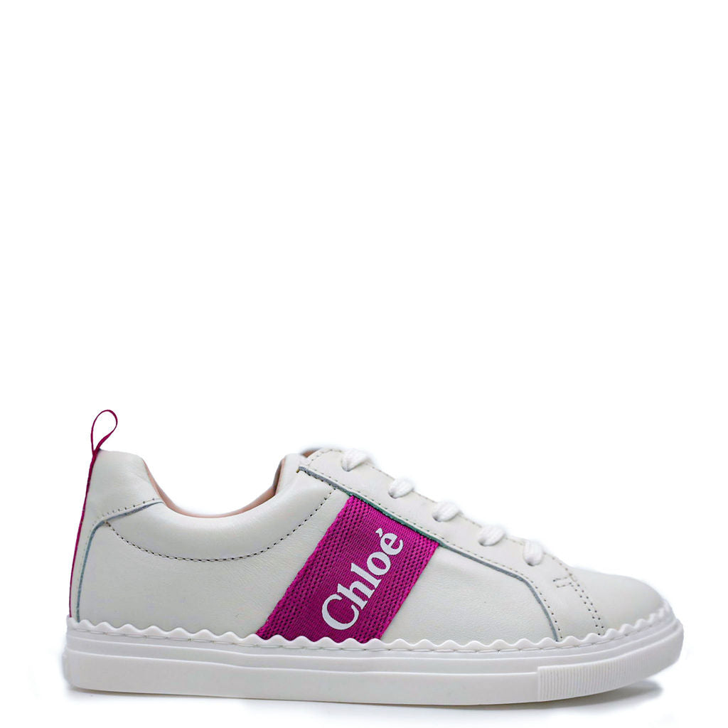 Chloe Off White Mini Me Lace Sneaker-Tassel Children Shoes