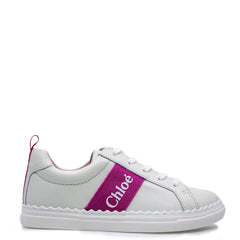 Chloe Off White Mini Me Lace Sneaker - Tassel Children Shoes