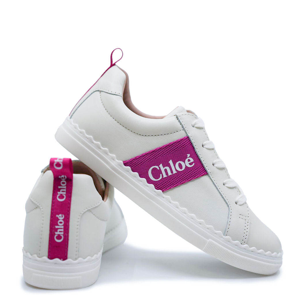 Chloe Off White Mini Me Lace Sneaker-Tassel Children Shoes