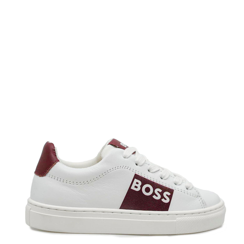 Hugo Boss White and Brick Lace Sneaker-Tassel Children Shoes