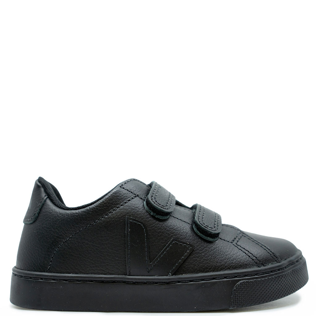 Veja Full Black Velcro Sneaker-Tassel Children Shoes