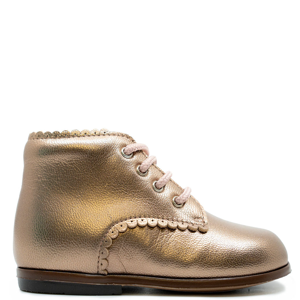 Beberlis Rose Metallic Scalloped Baby Bootie-Tassel Children Shoes