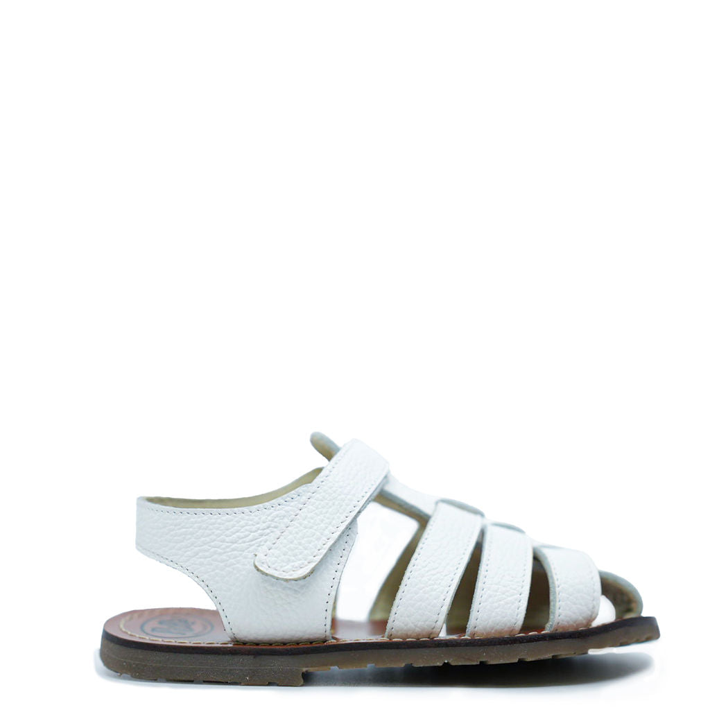 Pepe White Closed Toe Velcro Sandal-Tassel Children Shoes