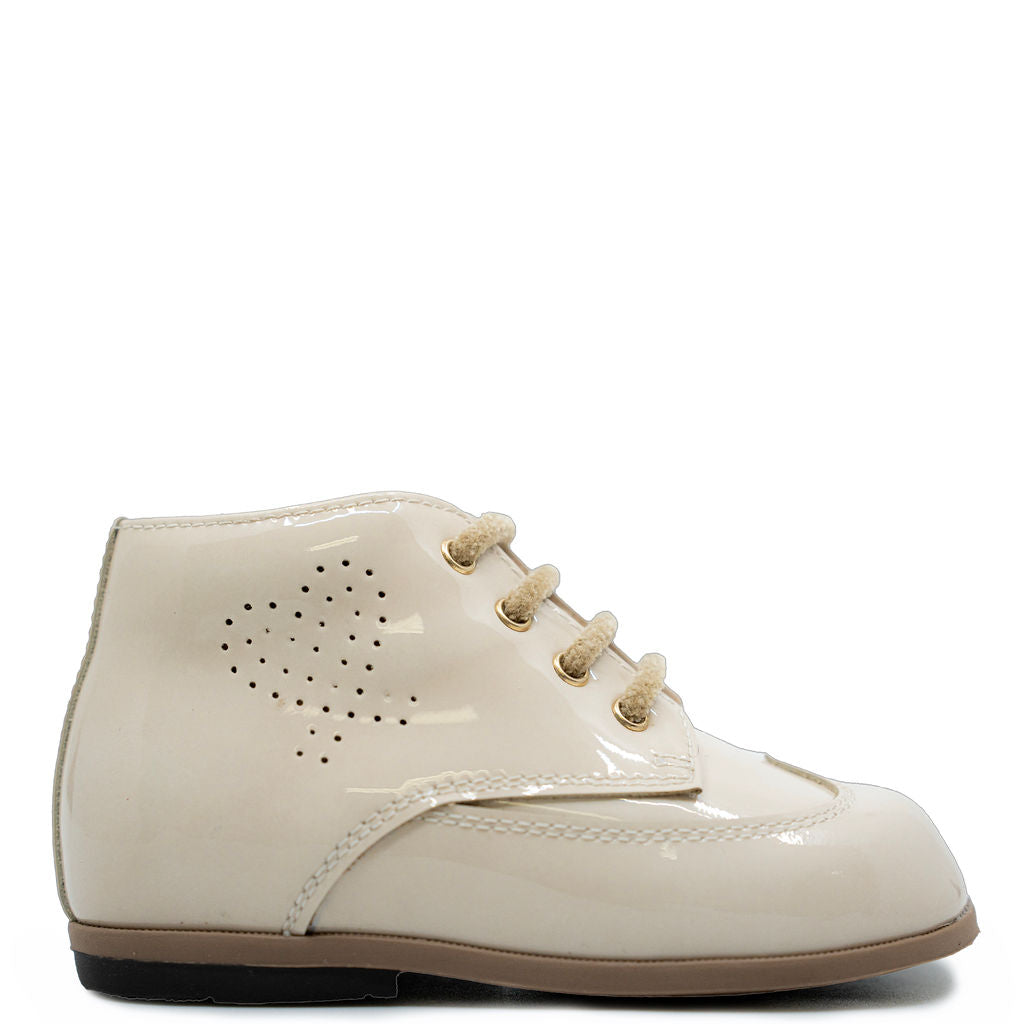 Beberlis Ivory Patent Heart Baby Bootie-Tassel Children Shoes