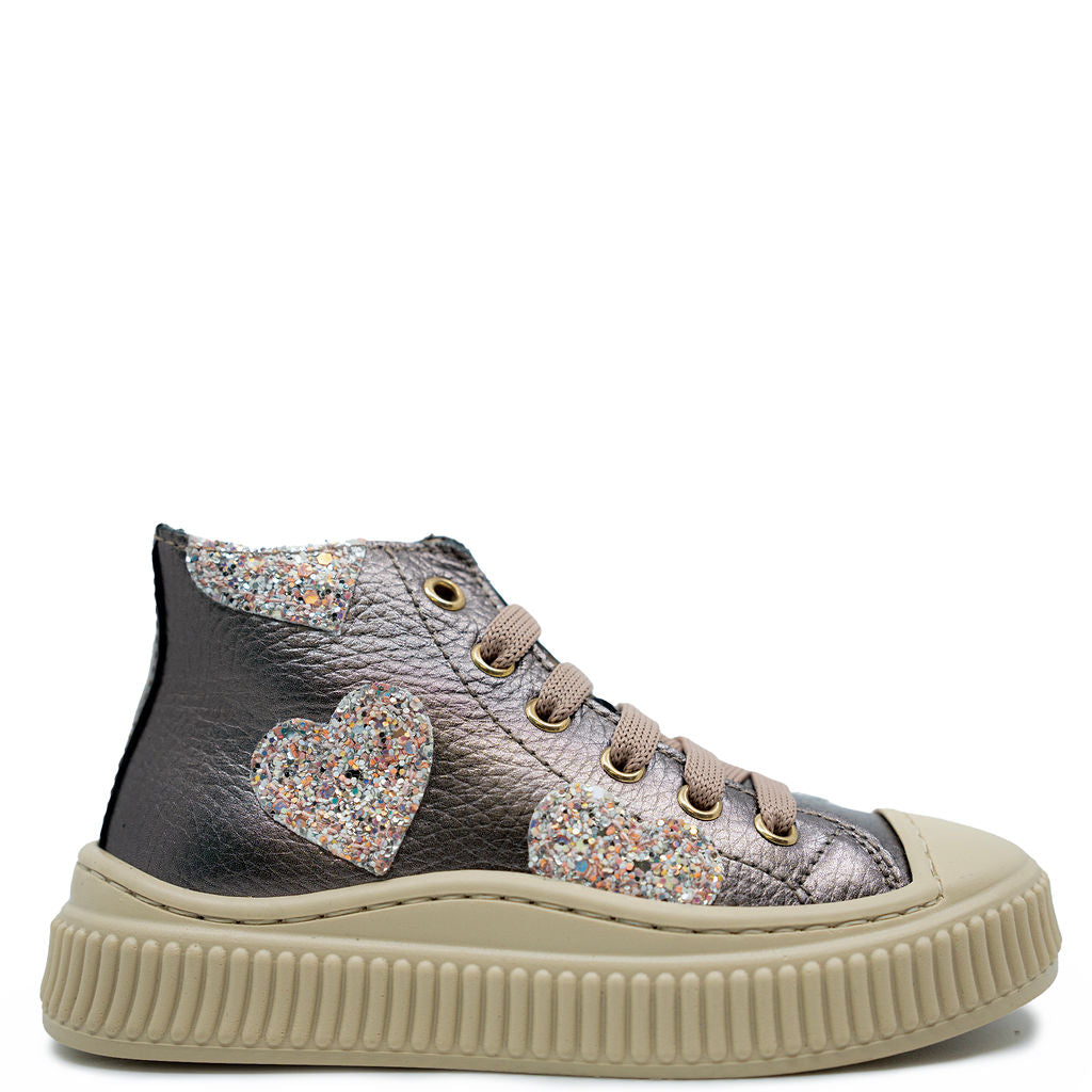 Beberlis Metallic Heart Zipper Sneaker-Tassel Children Shoes