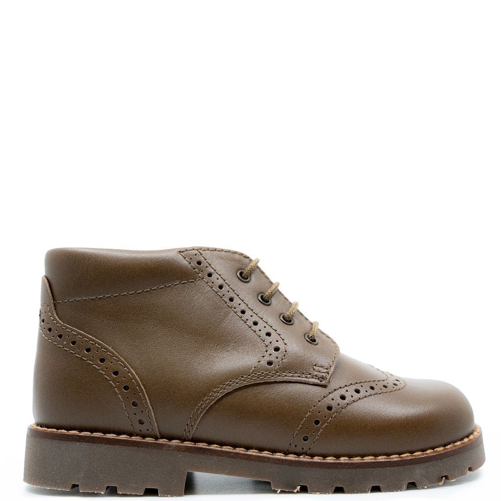 Beberlis Dark Taupe Wingtip Chunky Bootie-Tassel Children Shoes