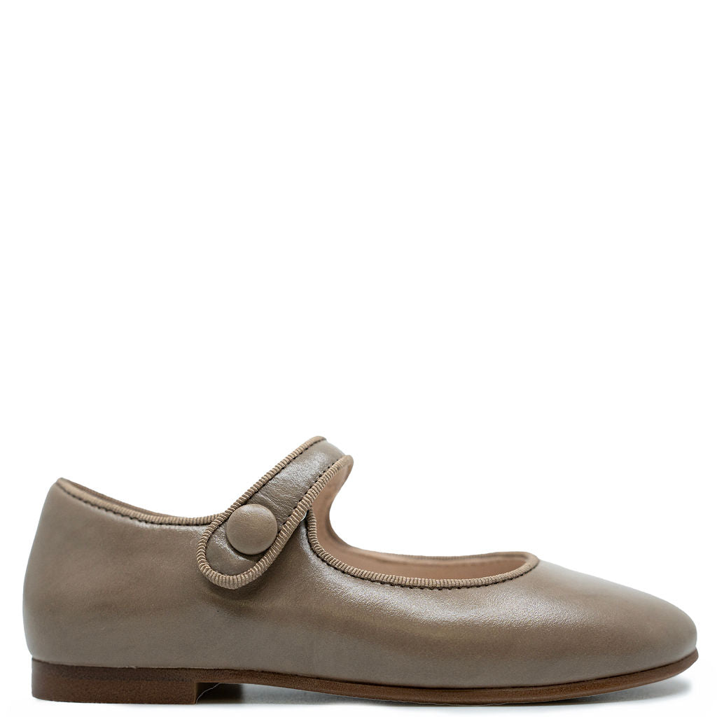 Beberlis Taupe Antik Pointed Mary Jane-Tassel Children Shoes