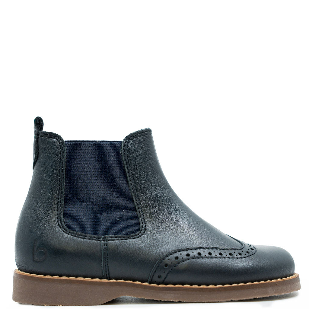Beberlis Navy Leather Wingtip Slip On Bootie-Tassel Children Shoes