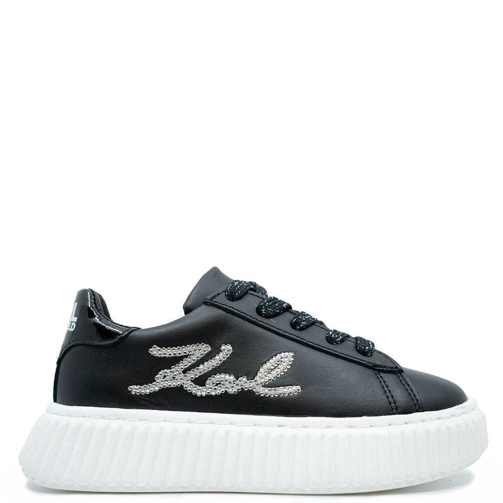 Karl Lagerfeld Black Platform Sneaker-Tassel Children Shoes