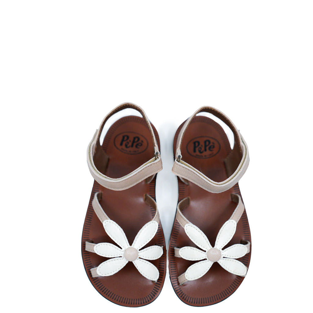 Pepe White Flower Sandal-Tassel Children Shoes