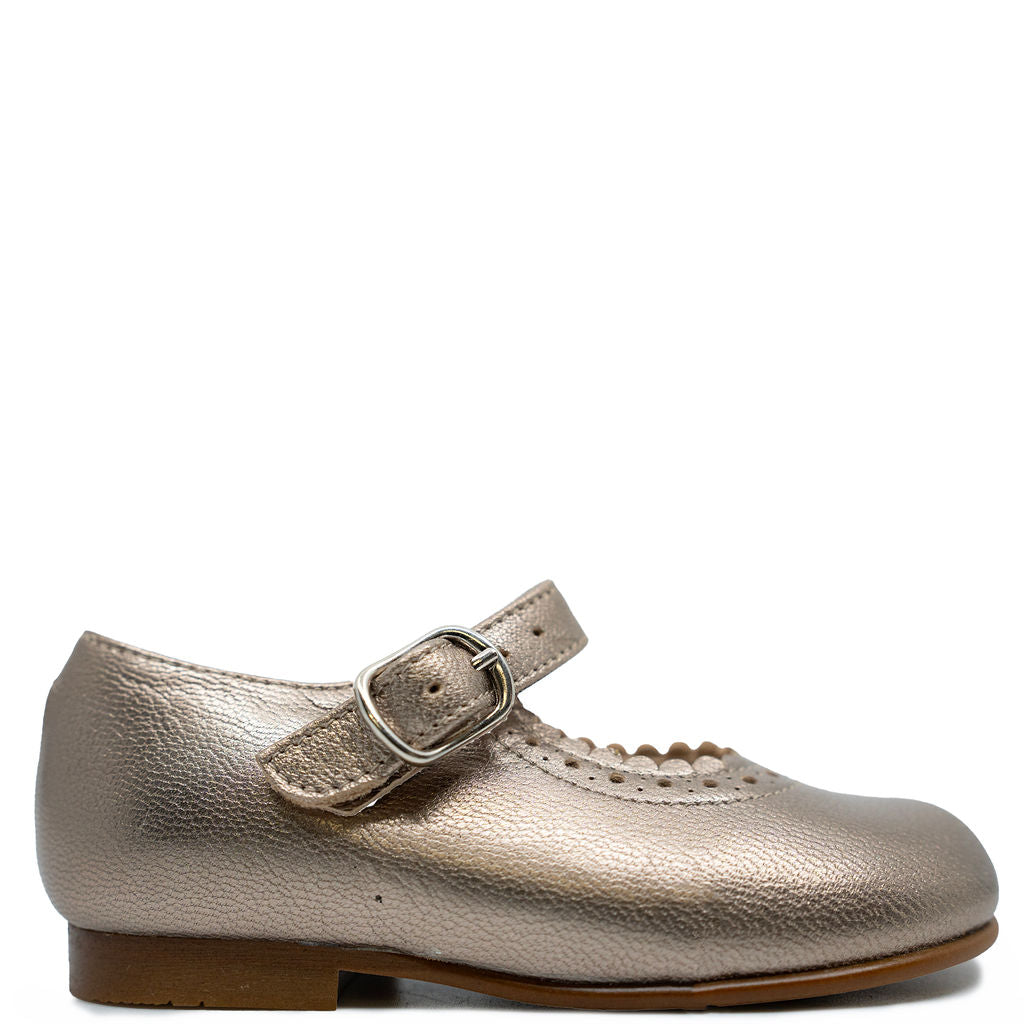 Beberlis Stone Metallic Scalloped Baby Mary Jane-Tassel Children Shoes