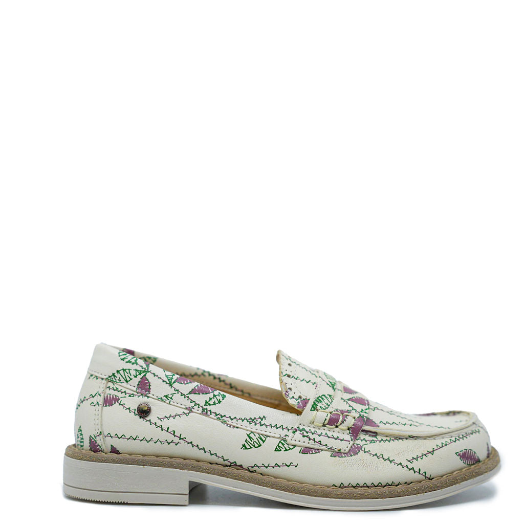 Confetti Beige Leaves Penny Loafer-Tassel Children Shoes