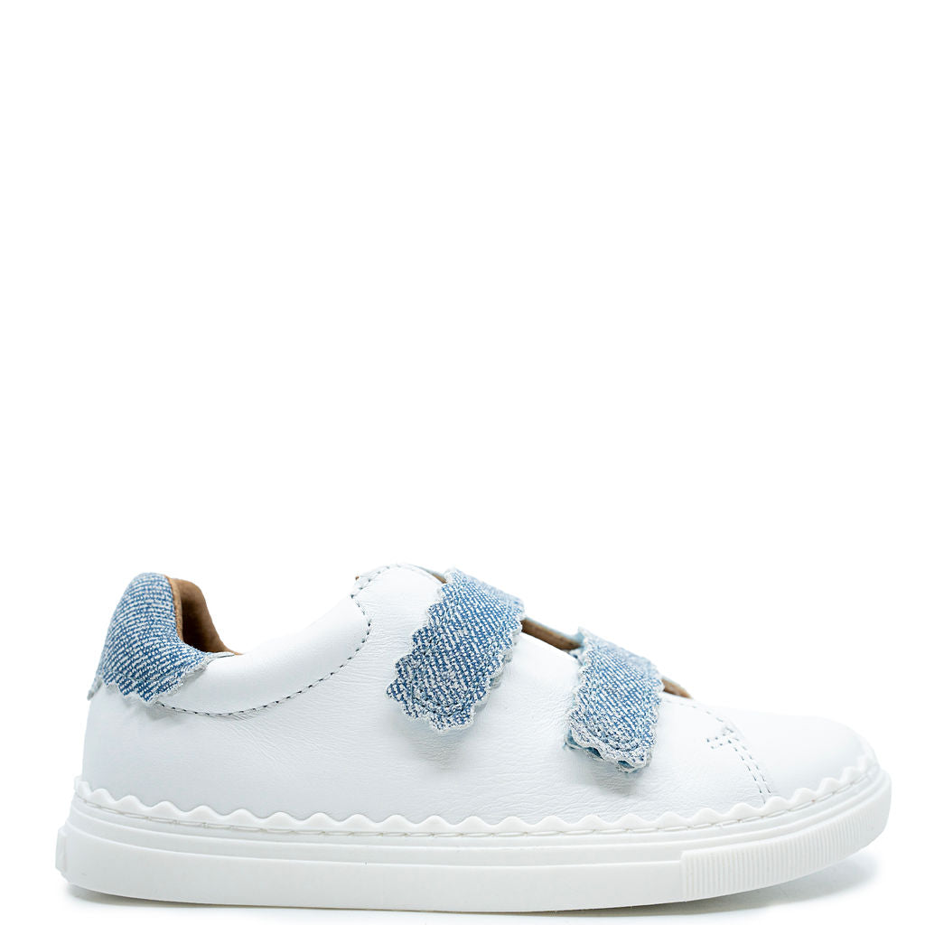 Porte Scalloped Denim Velcro Sneaker-Tassel Children Shoes