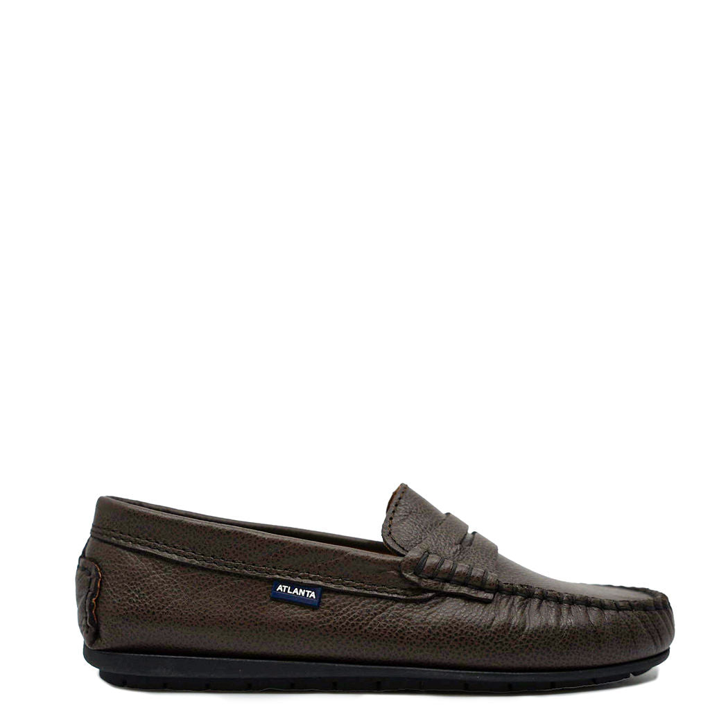 Atlanta Mocassin Brown Pebbled Penny Loafer-Tassel Children Shoes