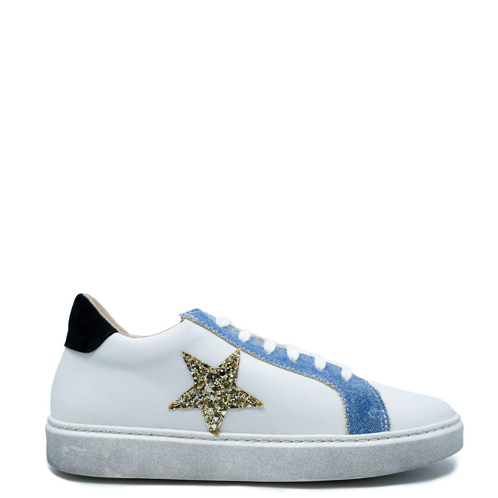 Confetti White Denim Star Sneaker-Tassel Children Shoes