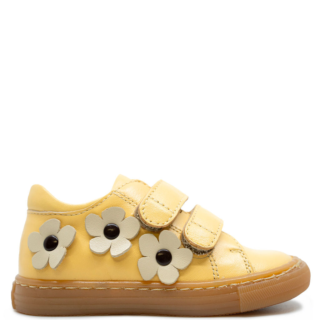 Angulus Yellow Flower Velcro Baby Sneaker-Tassel Children Shoes