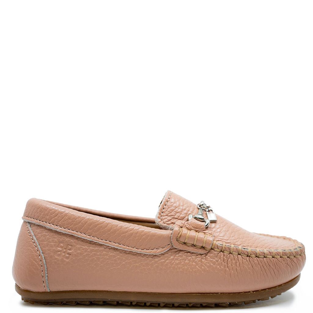 Porte Pebbled Pink Charms Loafer-Tassel Children Shoes