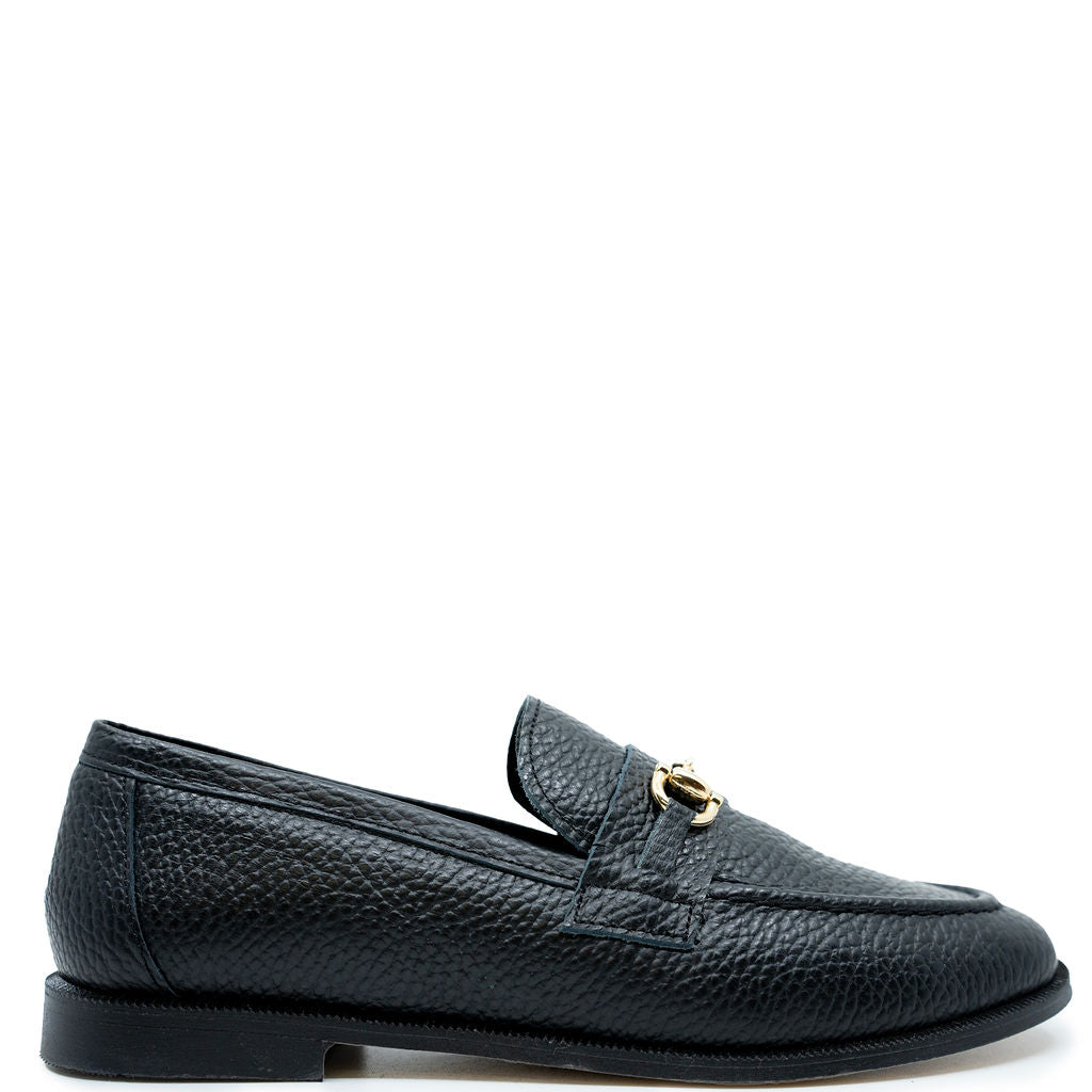 Blublonc Black Pebbled Buckle Dress Shoe-Tassel Children Shoes