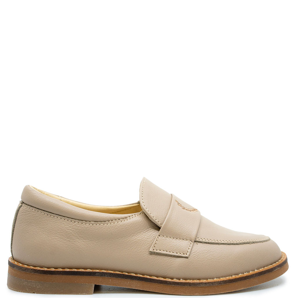Andanines Taupe Crest Smoking Loafer-Tassel Children Shoes
