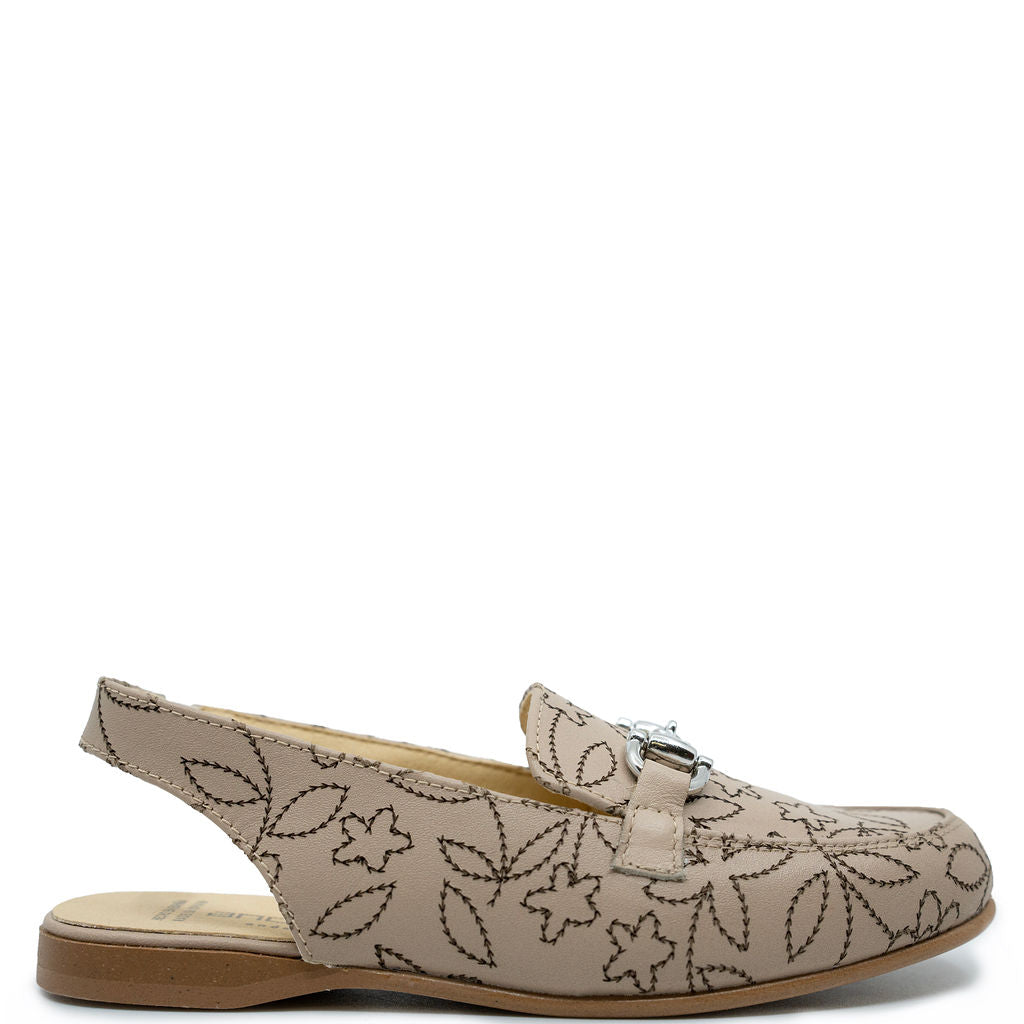 Andanines Mousse Floral Embroidered Mule Slingback-Tassel Children Shoes