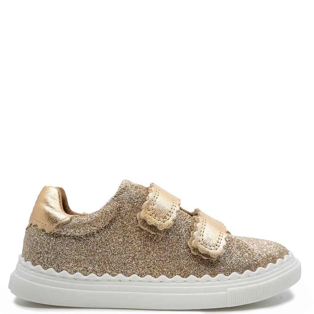Porte Gold Glitter Velcro Sneaker-Tassel Children Shoes