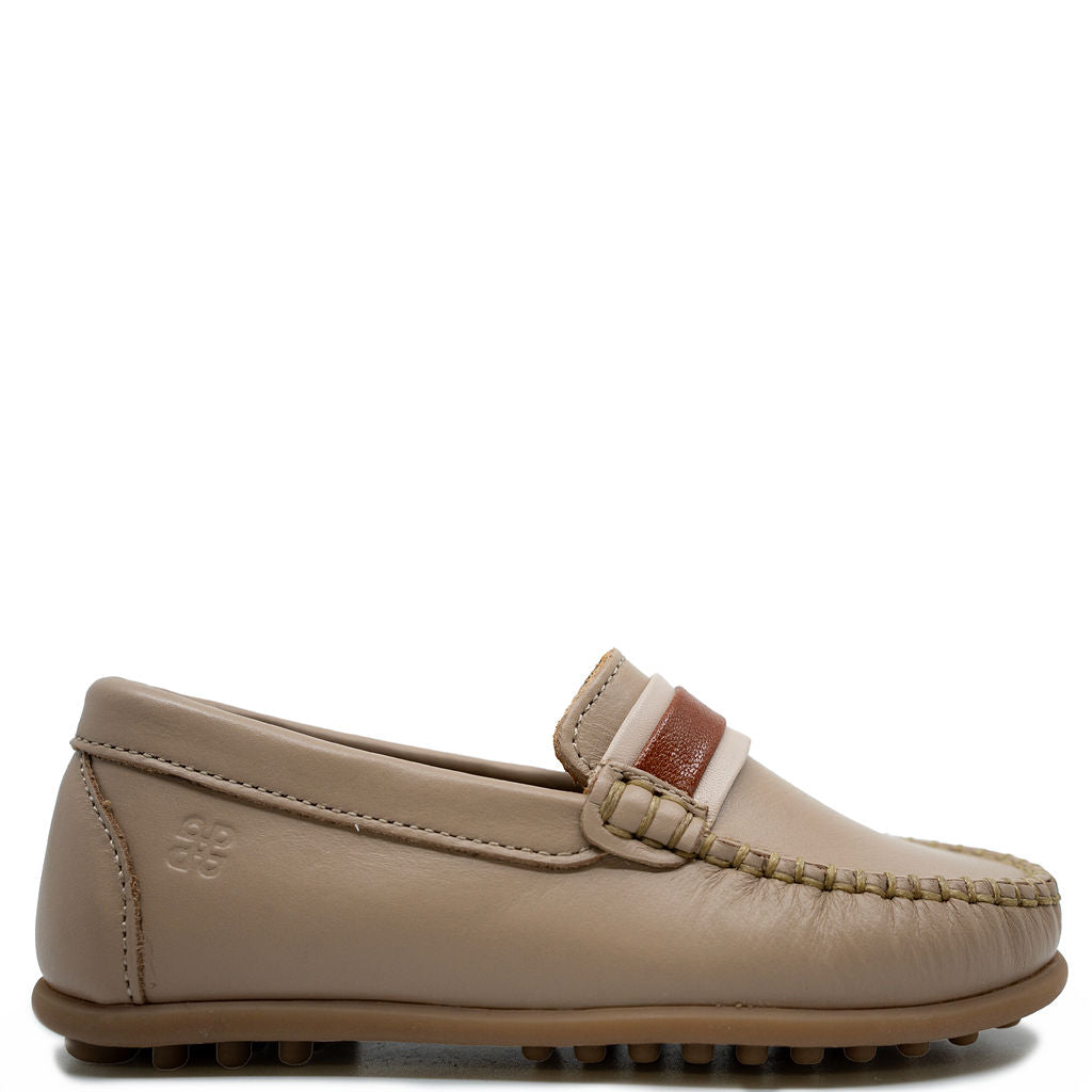 Porte Stone Taupe Ribbon Loafer-Tassel Children Shoes