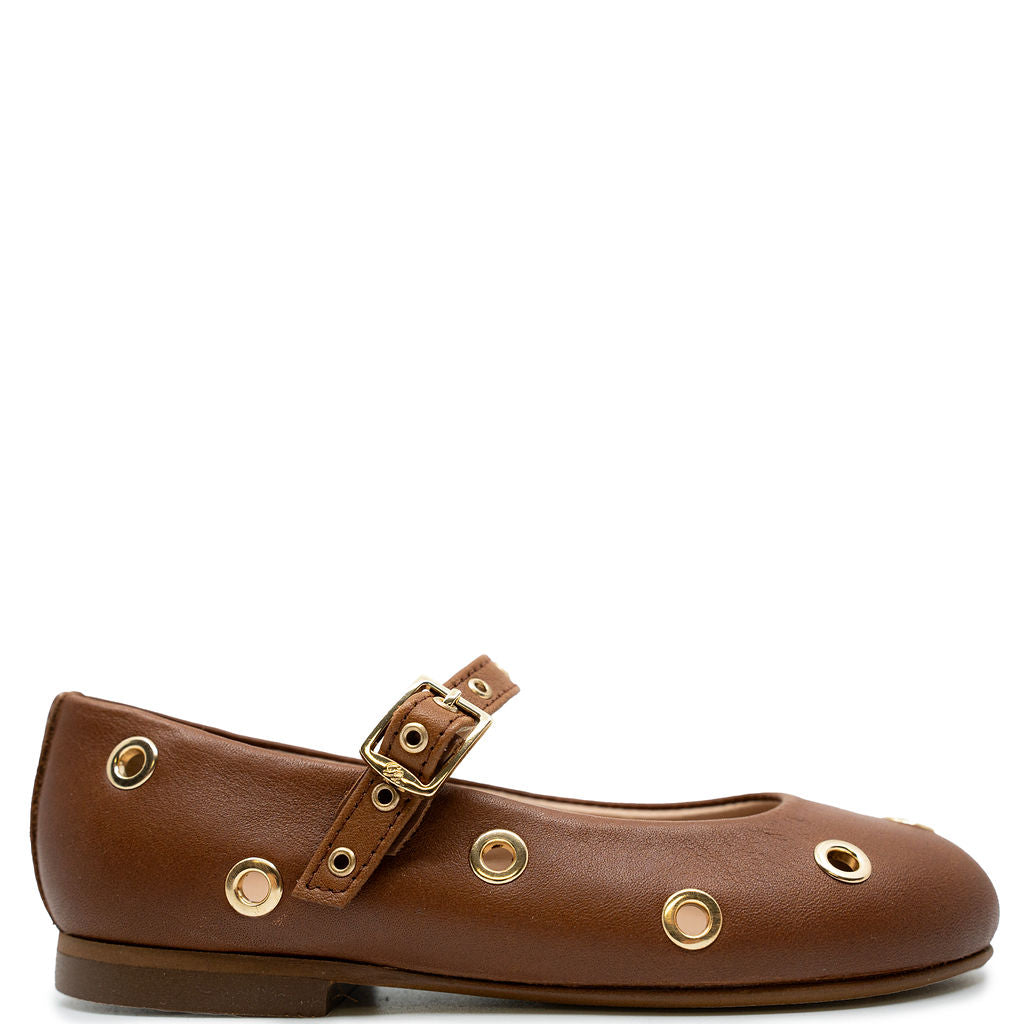 Papanatas Luggage Leather Embellished Mary Jane-Tassel Children Shoes