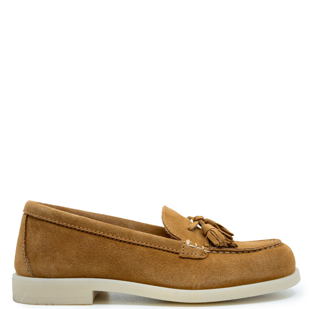 Rondinella Cognac Suede Tassel Loafer-Tassel Children Shoes