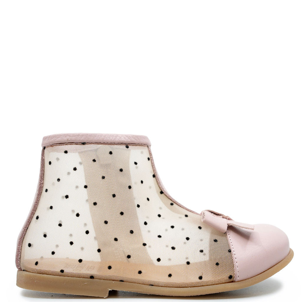 Pepe Rosa Rete Dotted Baby Bootie-Tassel Children Shoes