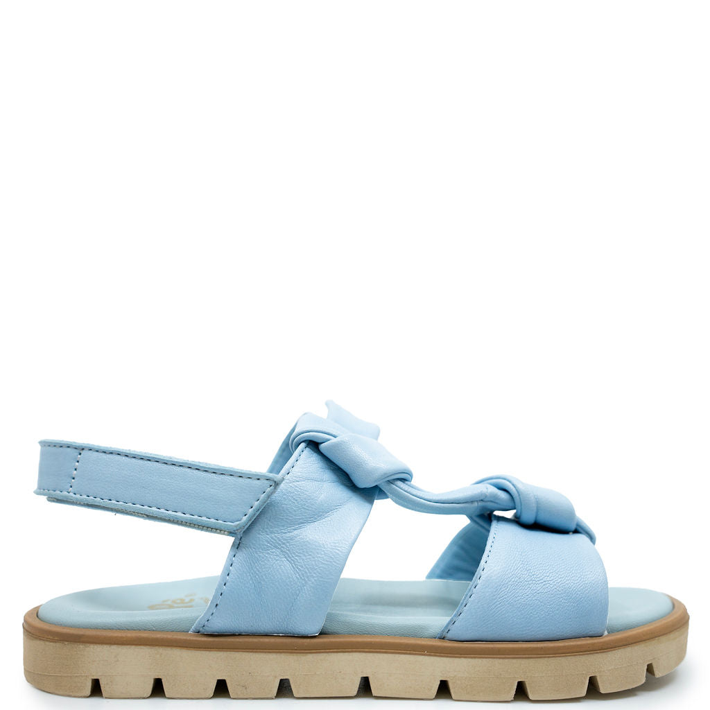 Pepe Sky Blue Leather Bow Sandal-Tassel Children Shoes