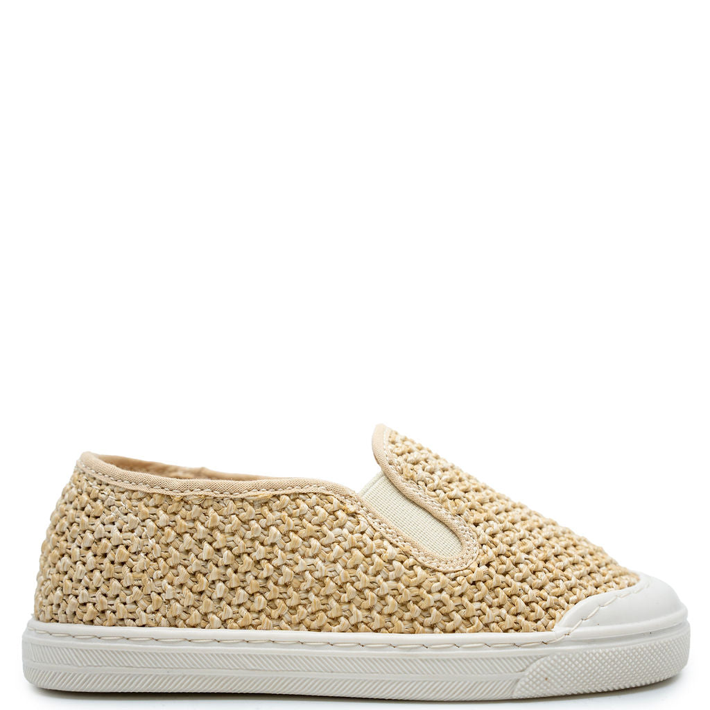 Pepe Tan Crochet Slip On Loafer-Tassel Children Shoes