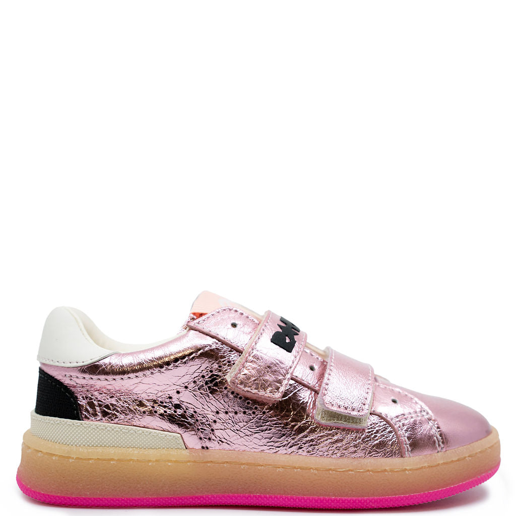 Rondinella Pink Metallic Velcro Sneaker-Tassel Children Shoes