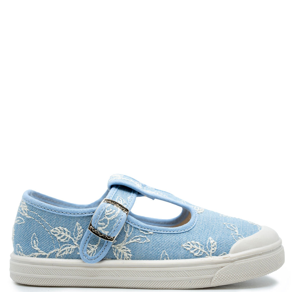Pepe Celeste Embroidered T Strap Sneaker-Tassel Children Shoes