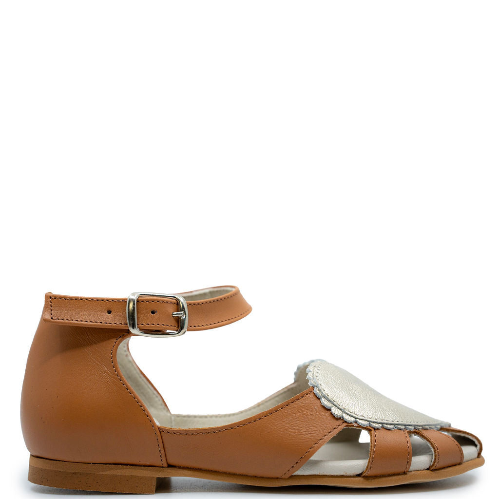 Sonatina Camel and Gold Heart Sandal-Tassel Children Shoes